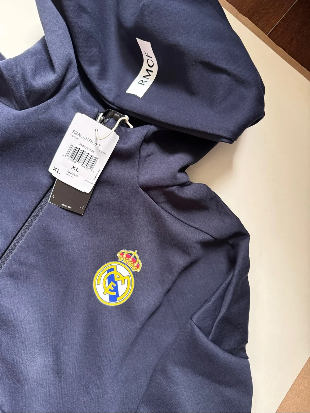 Adidas [XL] Real Madrid CF Hooded Z.N.E. Anthem Jacket Legend Ink KC3739
